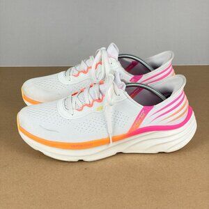Skechers Slip-Ins D'Lux Vapor Handsfree Shoes Womens 10 White Pink Orange